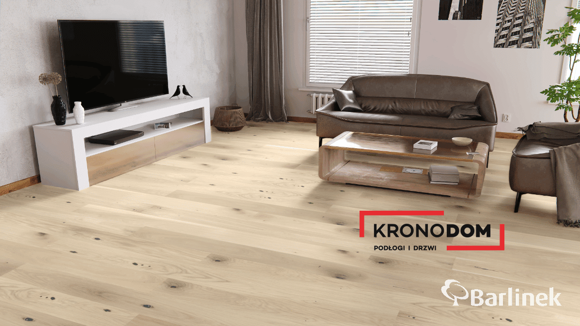 Podłoga drewniana Barlinek DECOR LINE dąb creme brulee grande 1WG000628 gr.14mm, 4V (1opk.=2,77m2) 180x2200, deska 1-lamelowa, olej naturalny 7