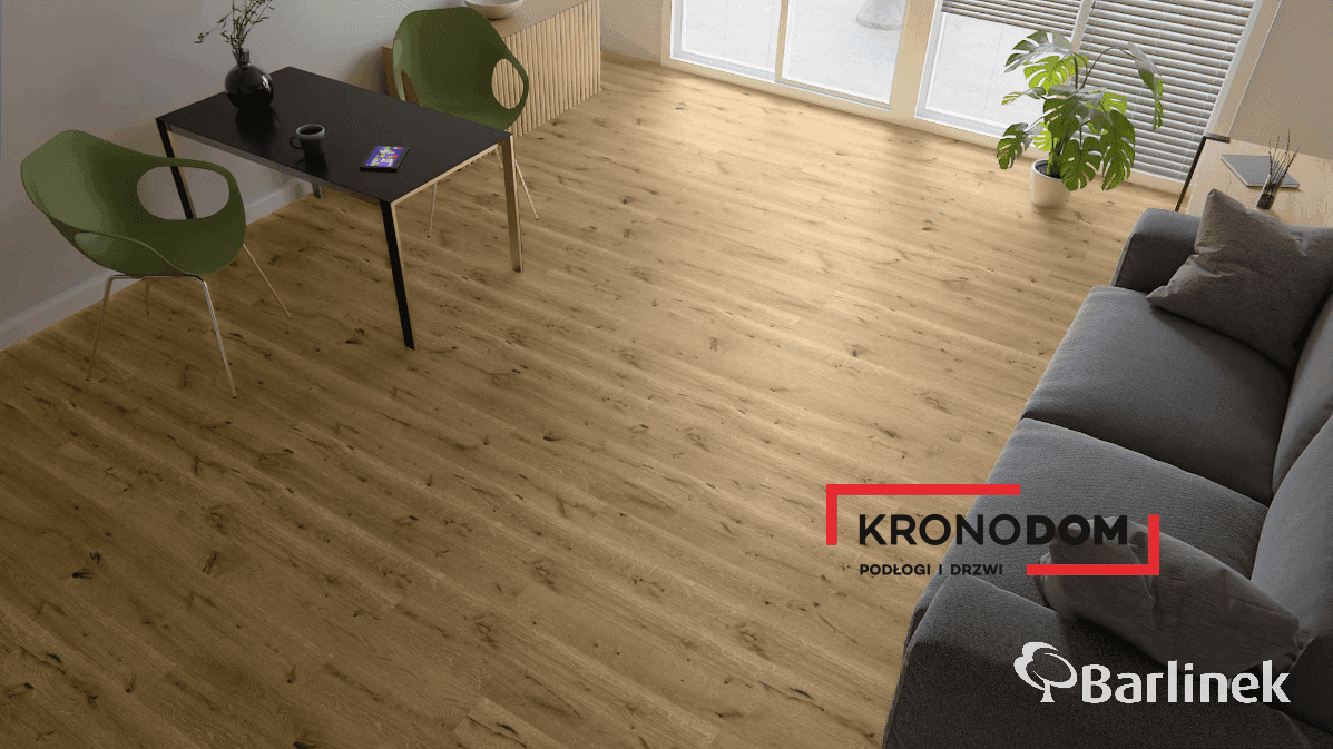 Podłoga drewniana Barlinek DECOR LINE dąb azores medio 1WG000791 gr.14mm, 4V (1opk.=2,38m2) 155x2200, deska 1-lamelowa, olej naturalny 4