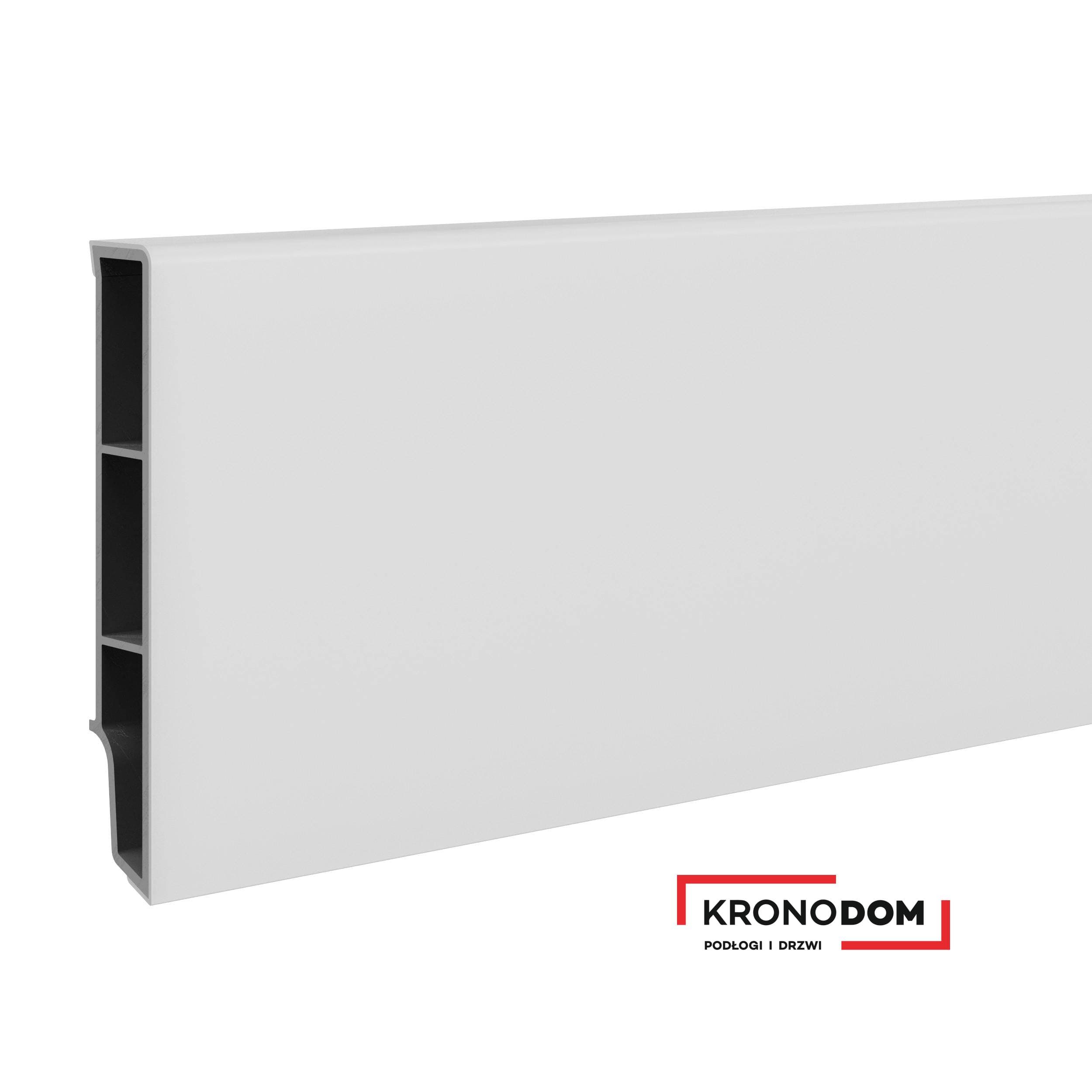 Listwa przypodłogowa VILO SEMPLA 701 biała wysokość 8 cm, szerokość krycia 1,4 cm, dł 2400 cm