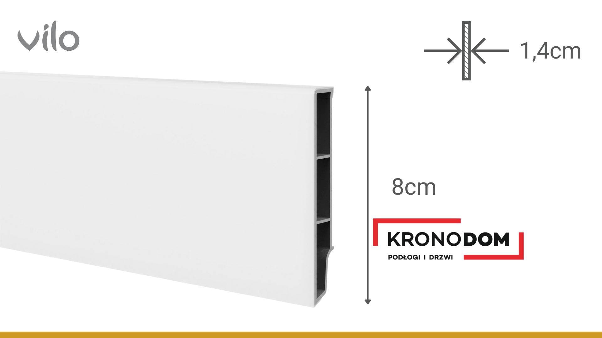 Listwa przypodłogowa VILO SEMPLA 701 biała wysokość 8 cm, szerokość krycia 1,4 cm, dł 2400 cm 4
