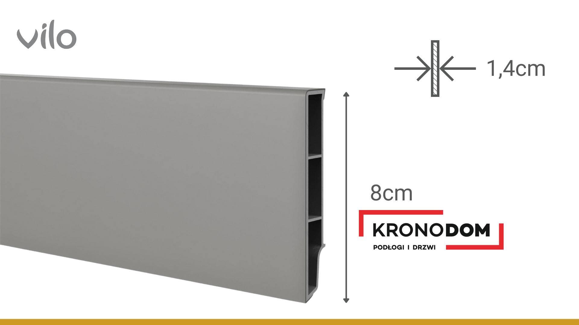 Listwa przypodłogowa VILO SEMPLA 703 ciemnoszara wysokość 8 cm, szerokość krycia 1,4 cm, dł 2400 cm 4