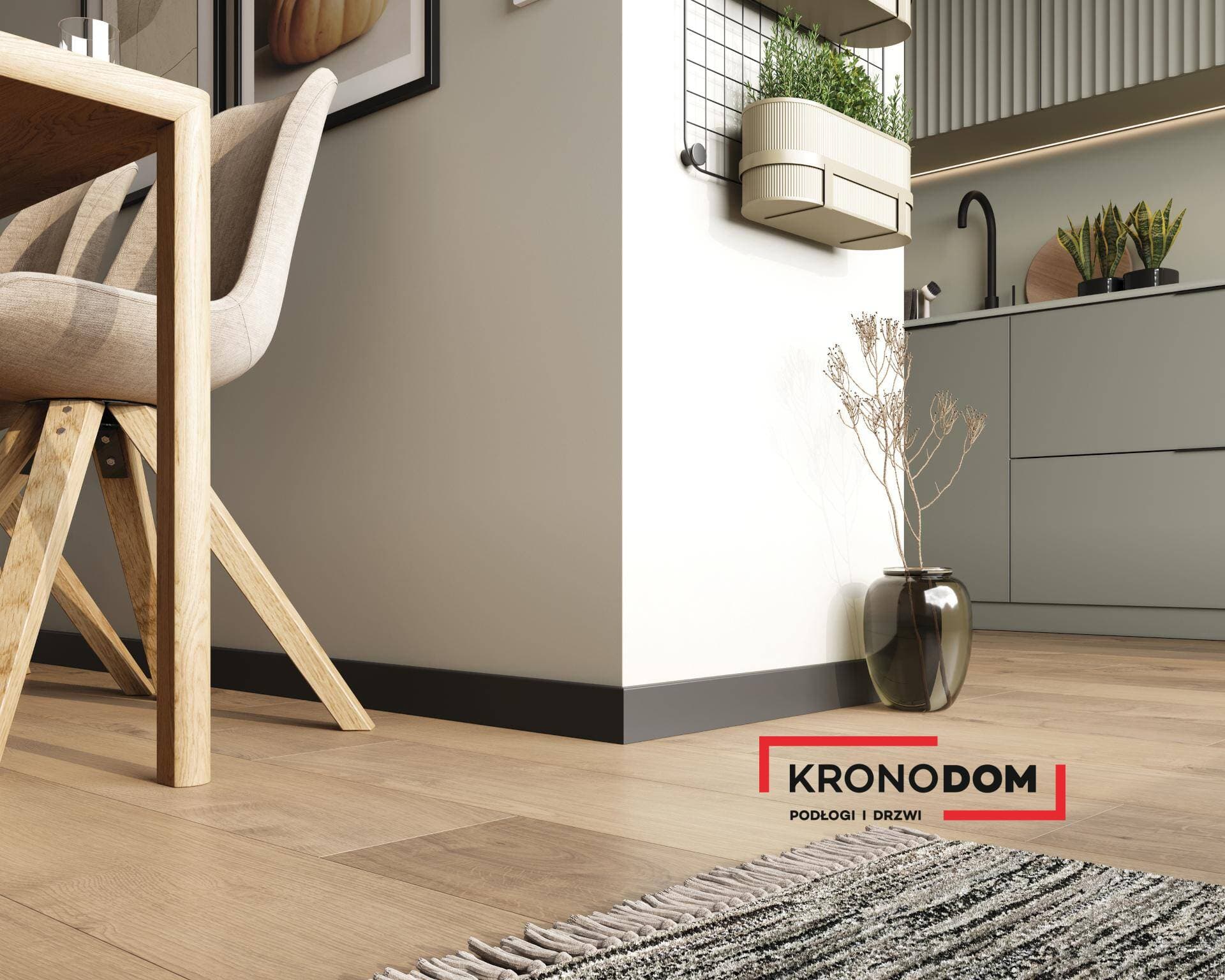 Listwa przypodłogowa VILO SEMPLA 703 ciemnoszara wysokość 8 cm, szerokość krycia 1,4 cm, dł 2400 cm 8