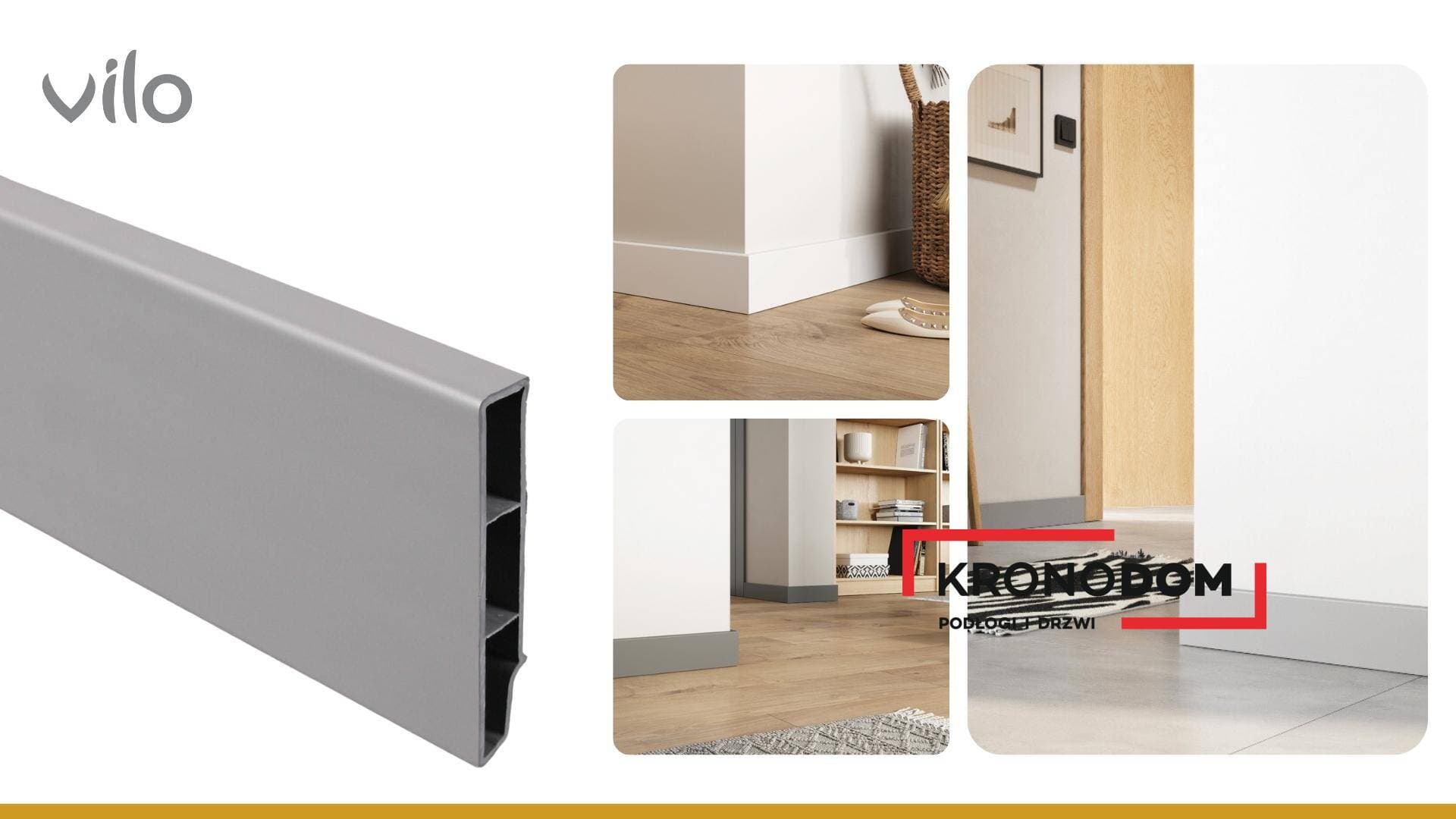 Listwa przypodłogowa VILO SEMPLA 703 ciemnoszara wysokość 8 cm, szerokość krycia 1,4 cm, dł 2400 cm 14