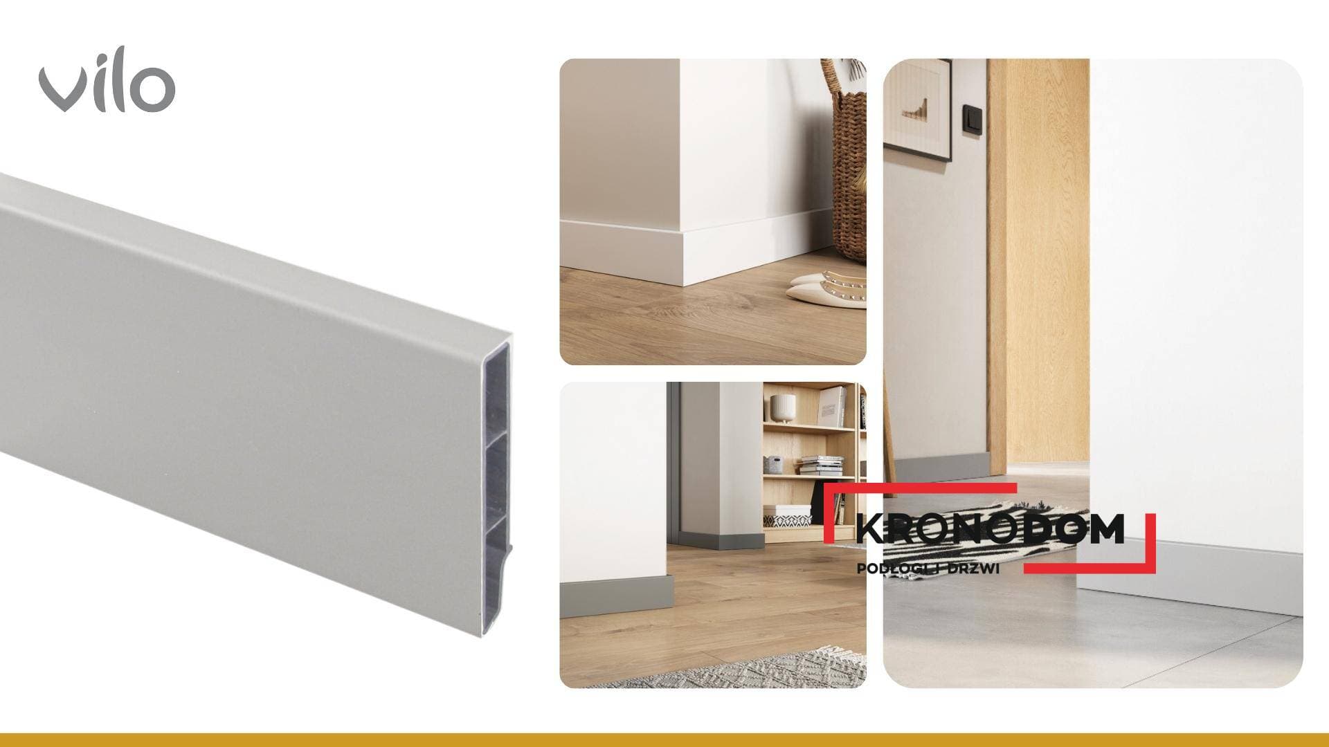 Listwa przypodłogowa VILO SEMPLA 704 jasnoszara wysokość 8 cm, szerokość krycia 1,4 cm, dł 2400 cm 7