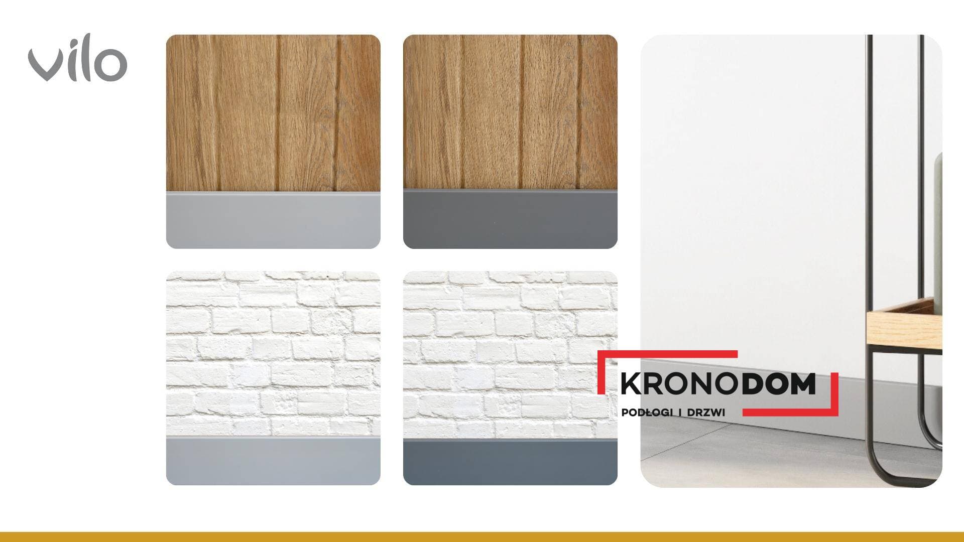 Listwa przypodłogowa VILO SEMPLA 704 jasnoszara wysokość 8 cm, szerokość krycia 1,4 cm, dł 2400 cm 8