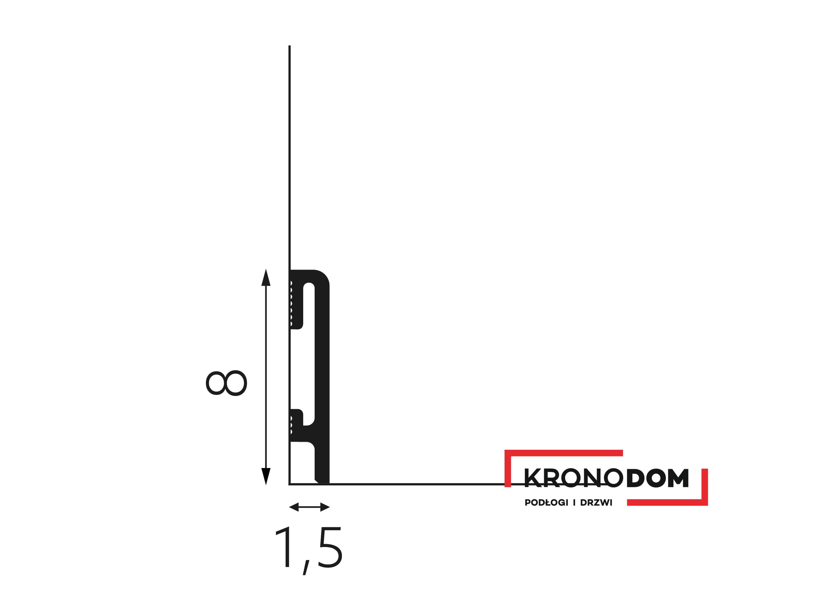 Listwa przypodłogowa DUROFIT kaszmir PF080K wysokość 8 cm, szerokość krycia 1,5 cm, dł 240cm 3