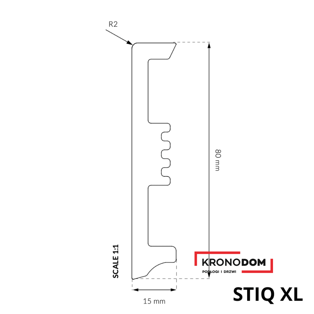 Listwa przypodłogowa ARBITON STIQ XL MONO cappucino 212 wysokość 8 cm, szerokość krycia 1,5 cm, dł 2200mm [NCS S2002-Y50R] 2