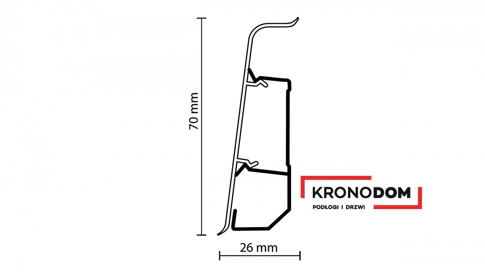 Listwa przypodłogowa ARBITON INDO dąb platynowy 135 wysokość 7 cm, szerokość krycia 2,6 cm, dł 2500cm 2