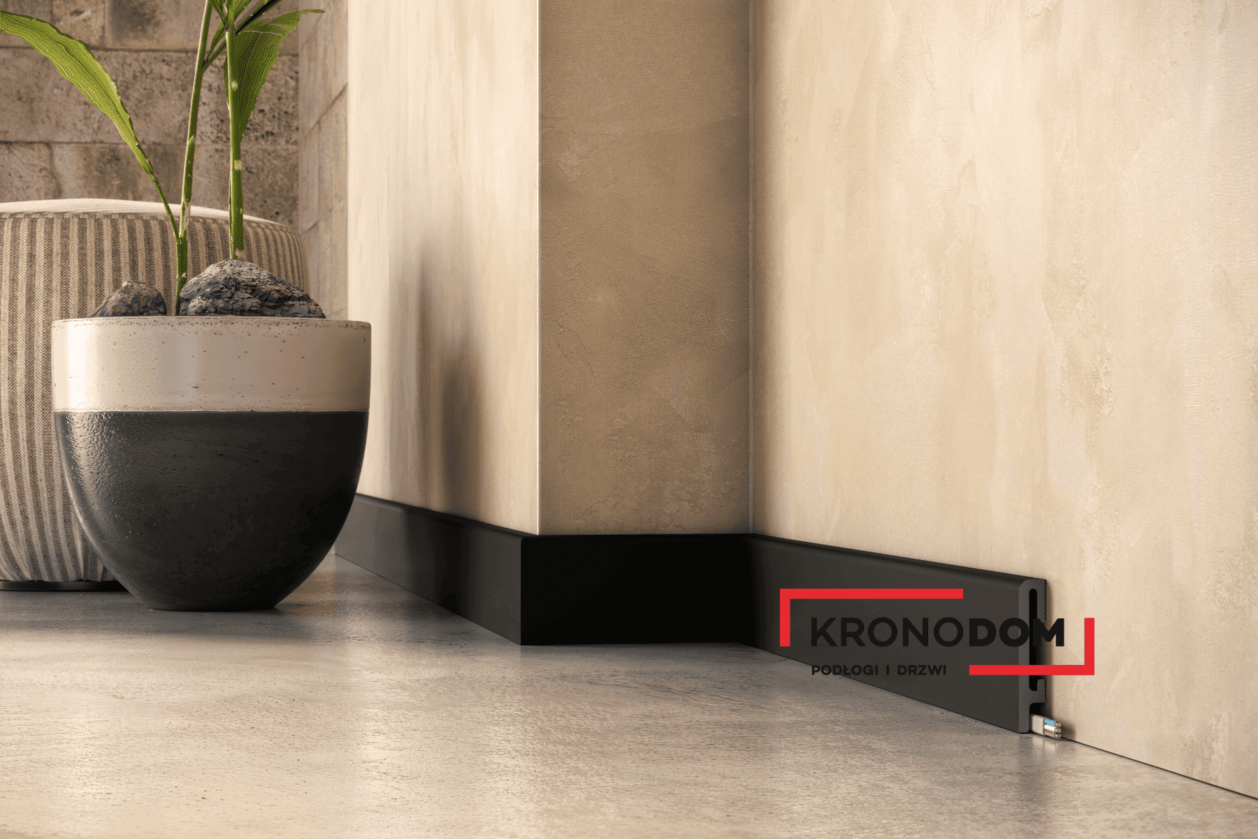 Listwa przypodłogowa DUROFIT czarna PF080B wysokość 8 cm, szerokość krycia 1,5 cm, dł 240cm 2