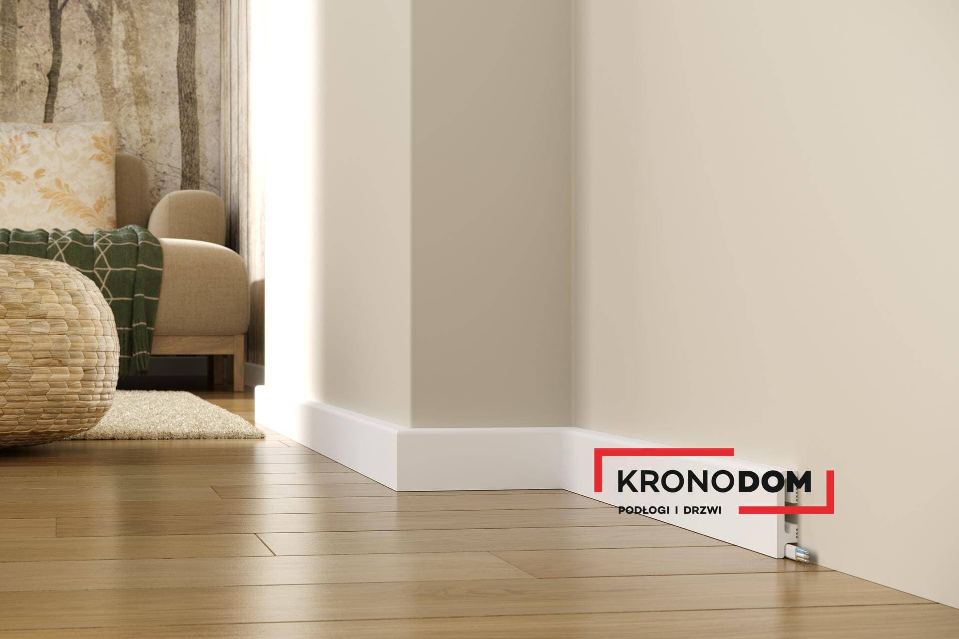 Listwa przypodłogowa DUROFIT biała PF060 wysokość 6 cm, szerokość krycia 1,5 cm, dł 240cm 2