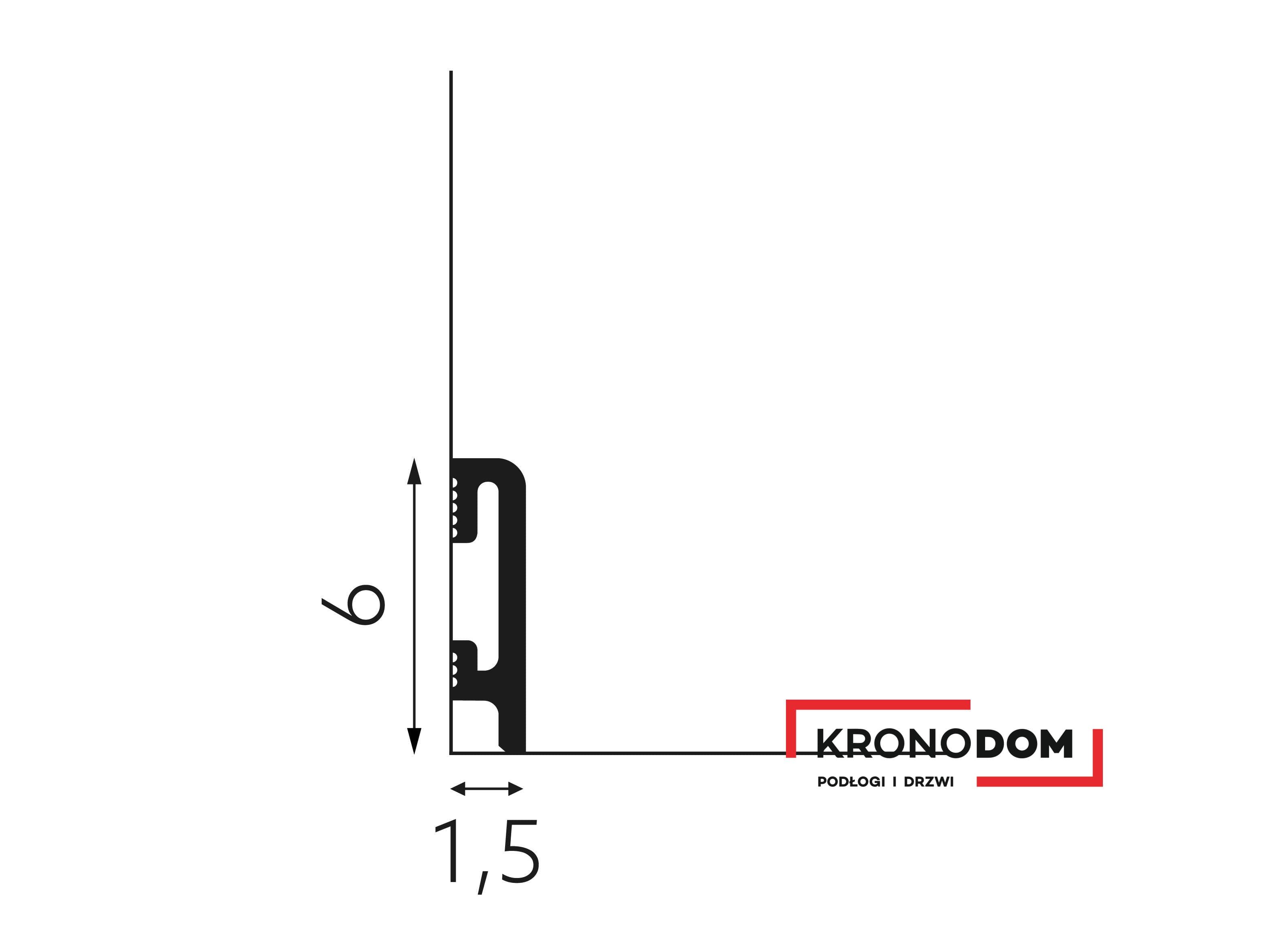 Listwa przypodłogowa DUROFIT czarna PF060B wysokość 6 cm, szerokość krycia 1,5 cm, dł 240cm 3