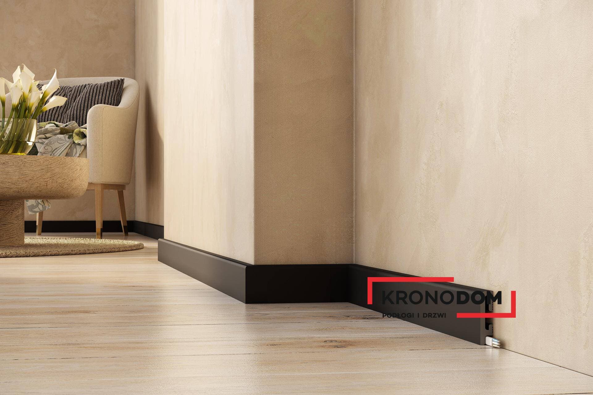 Listwa przypodłogowa DUROFIT czarna PF060B wysokość 6 cm, szerokość krycia 1,5 cm, dł 240cm 4