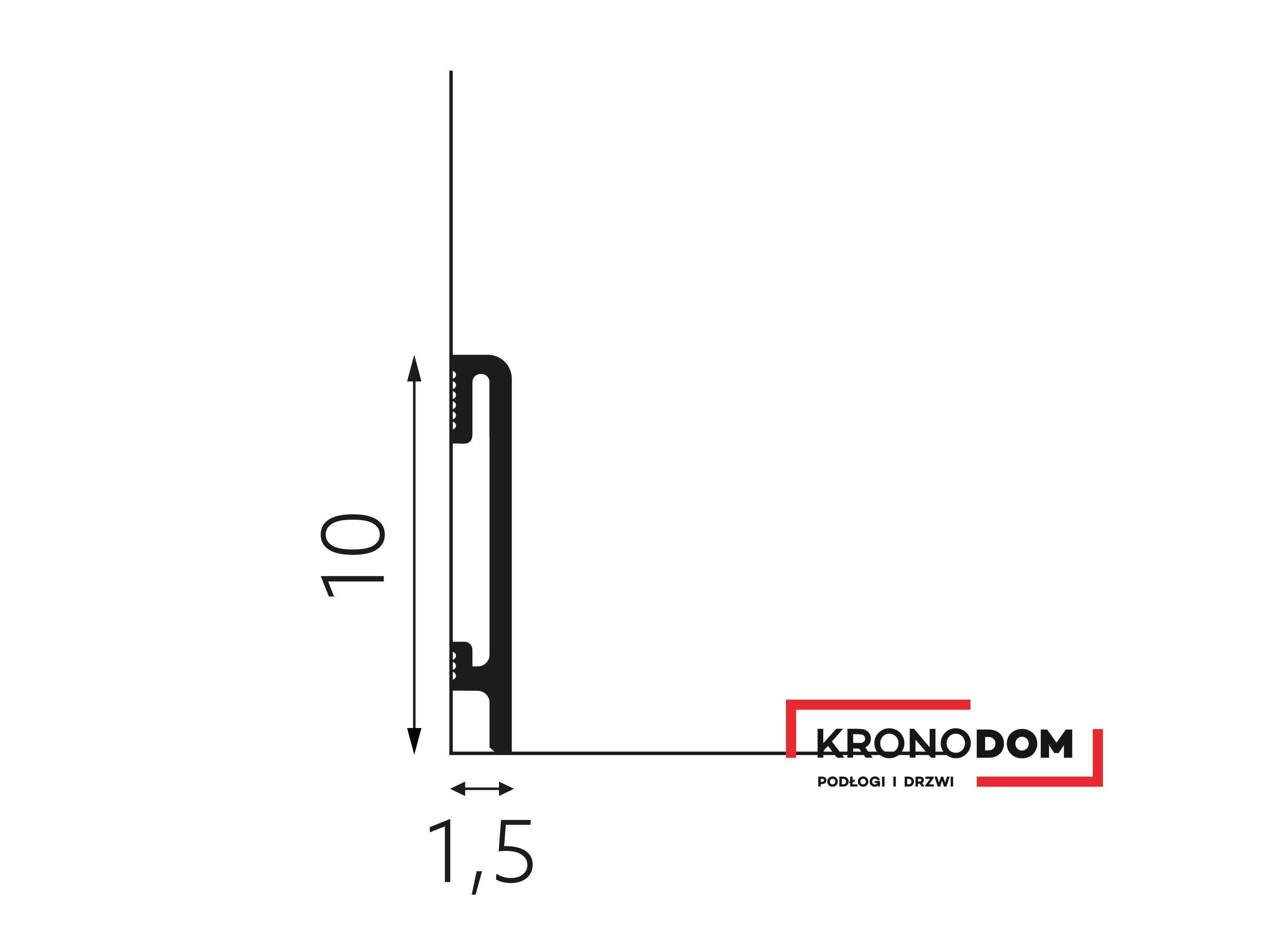 Listwa przypodłogowa DUROFIT biała PF100 wysokość 10 cm, szerokość krycia 1,5 cm, dł 240cm 2