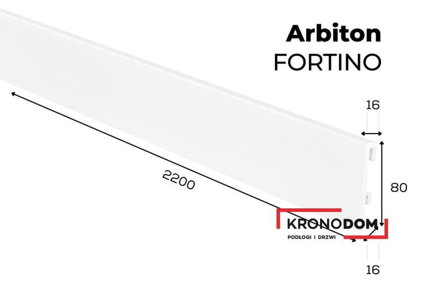 Listwa przypodłogowa ARBITON FORTINO biały 40 wysokość 8 cm, szerokość krycia 1,6 cm, dł 2200mm (RAL 9003) 3