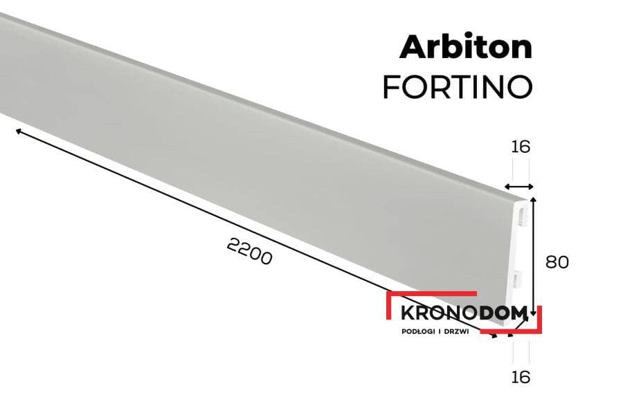 Listwa przypodłogowa ARBITON FORTINO jasny szary 2 wysokość 8 cm, szerokość krycia 1,6 cm, dł 2200mm (RAL 7035) 3