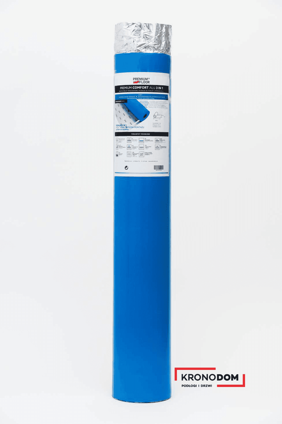 Podkład pod panele PREMIUM FLOOR Premium Comfort Alu 3in1 gr.2mm (1rolka=10m2)