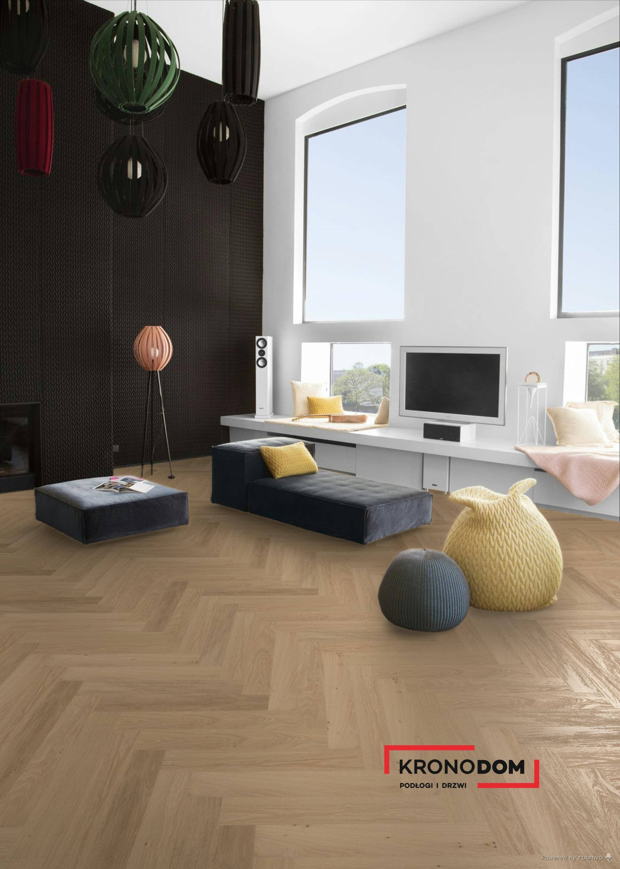 Panele fornirowane PARQWOOD HERRINBONE Oak Calm Ambre 61001488 klasa 33, gr.9,5mm, 4V (1opk=0,847m2) jodełka klepka A NOWOŚĆ 2026 6