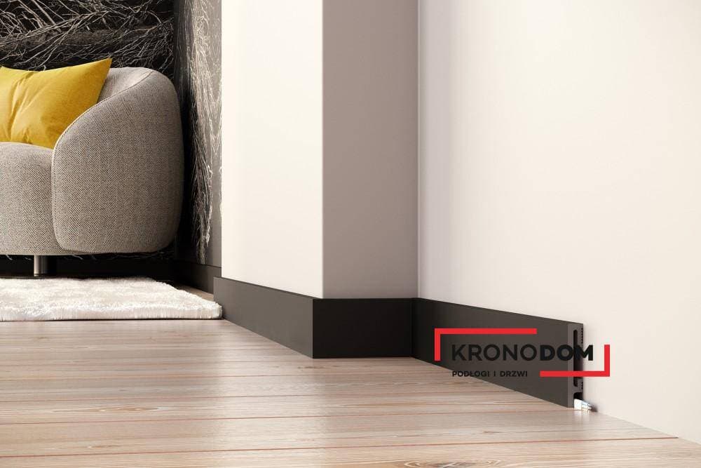 Listwa przypodłogowa DUROFIT czarna PF081B wysokość 8 cm, szerokość krycia 1,5 cm, dł 240cm