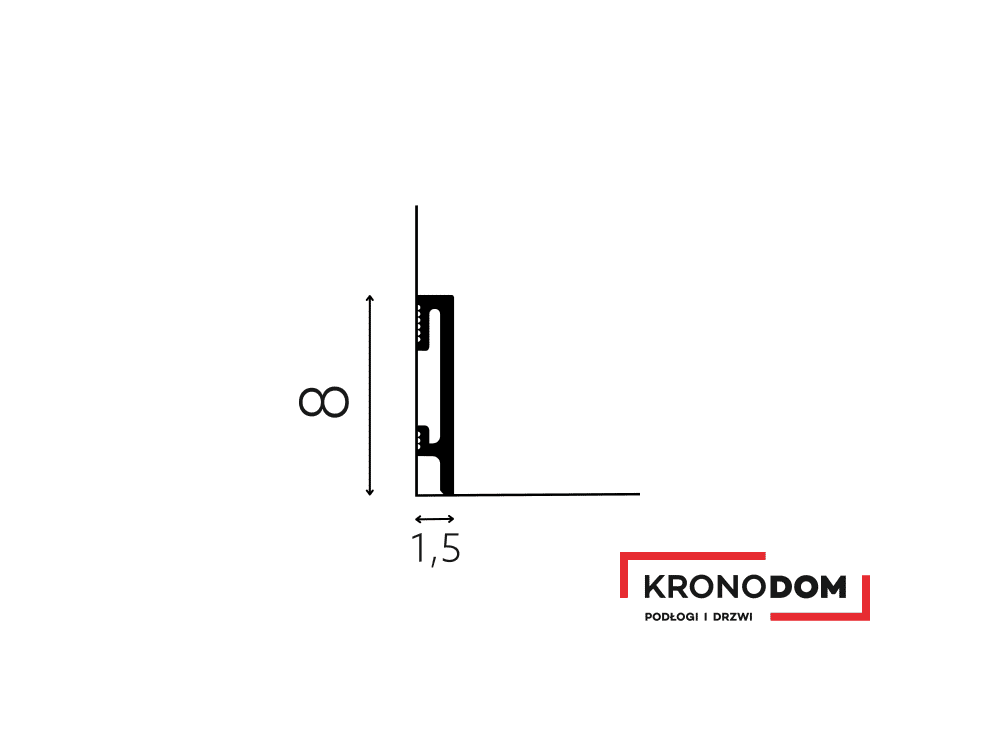 Listwa przypodłogowa DUROFIT czarna PF081B wysokość 8 cm, szerokość krycia 1,5 cm, dł 240cm 2