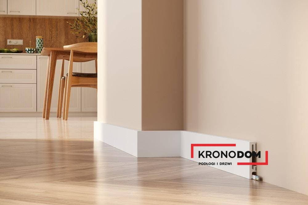 Listwa przypodłogowa DUROFIT biała PF081 wysokość 8 cm, szerokość krycia 1,5 cm, dł 240cm