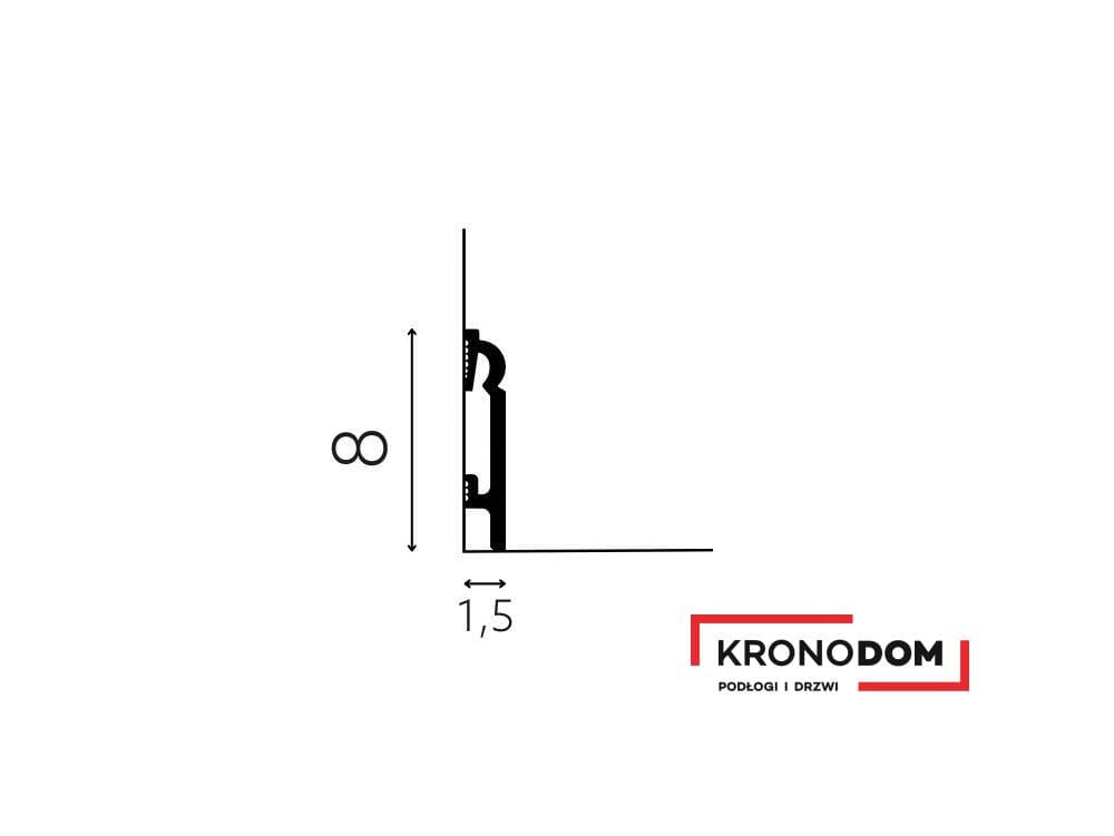 Listwa przypodłogowa DUROFIT biała PF082 wysokość 8 cm, szerokość krycia 1,5 cm, dł 240cm 2