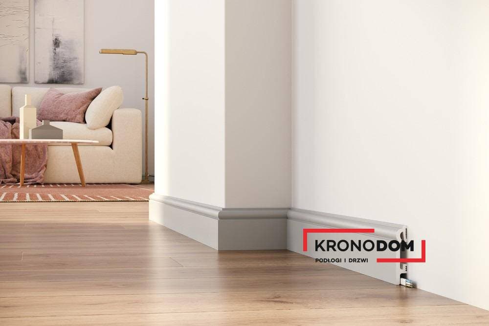 Listwa przypodłogowa DUROFIT szara PF082G wysokość 8 cm, szerokość krycia 1,5 cm, dł 240cm