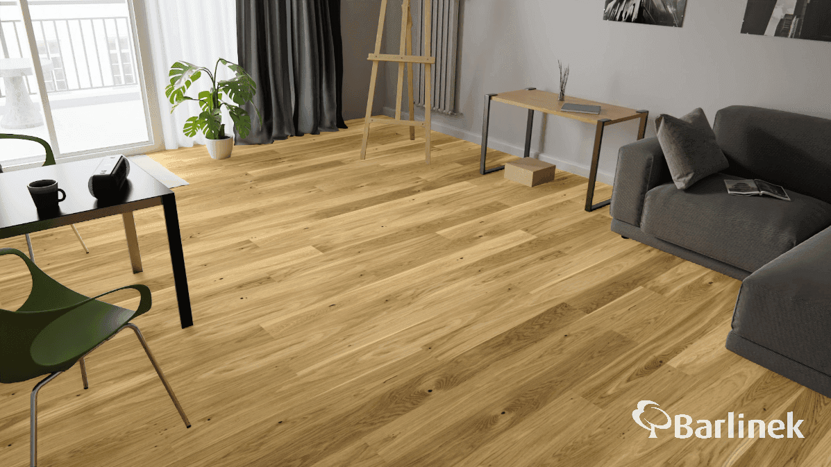 Podłoga drewniana Barlinek PURE LINE dąb modern grande 1WG000886 gr.14mm, 4V (1opk.=2,26m2) 180x1800, deska 1-lamelowa, lakier matowy 4