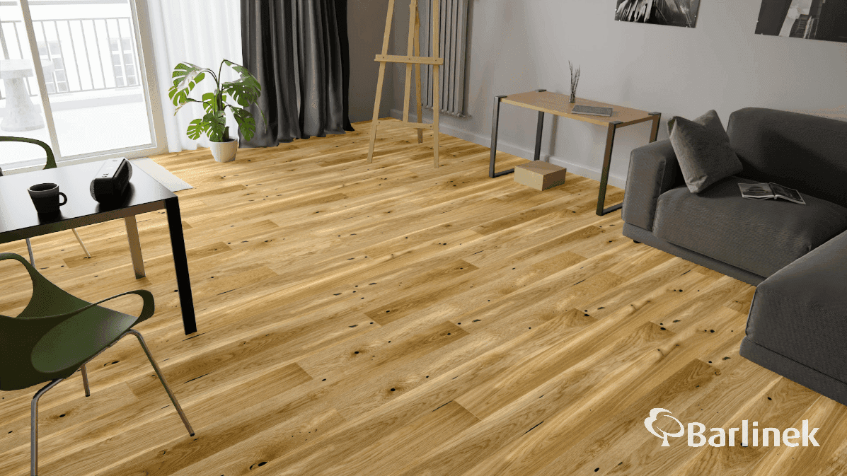 Podłoga drewniana Barlinek PURE LINE dąb raisins grande 1WG000285 gr.14mm, 4V (1opk.=2.77m2) 180x2200, deska 1-lamelowa, lakier matowy 4