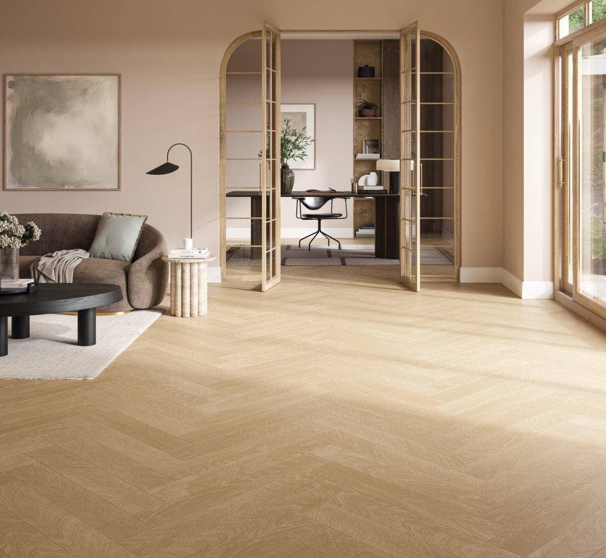 Panele podłogowe PARADOR TRENDTIME 3 oak studioline natural 1747866 gr.8mm, AC4, 4V (1op=13szt.=1,595m2) jodełka 2