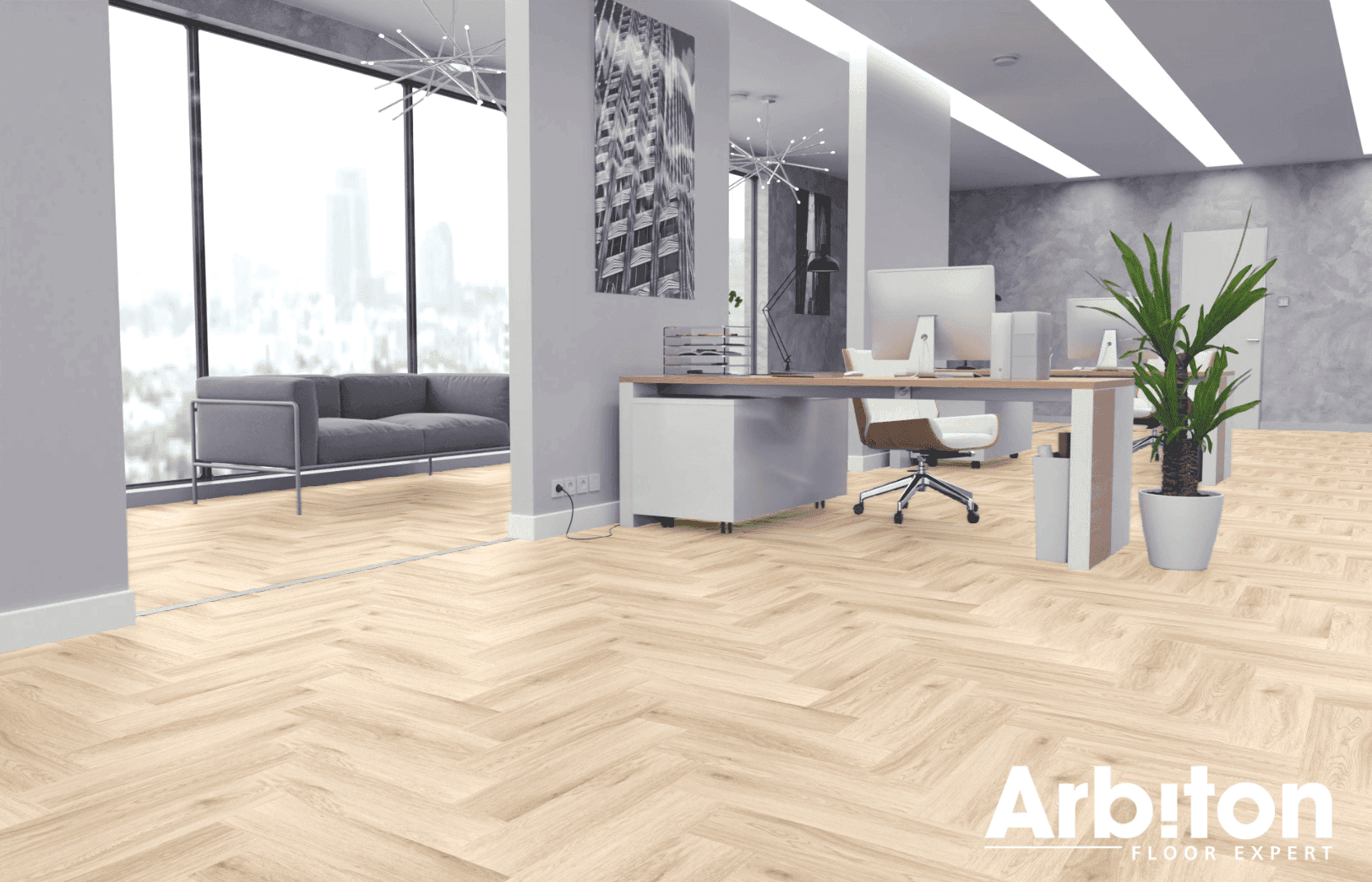 Panele winylowe ARBITON AMARON HERRINGBONE dąb Harlow CA 158 klasa 33, gr.5mm, 4V (1op.=16szt.=1,402m2) jodełka 3