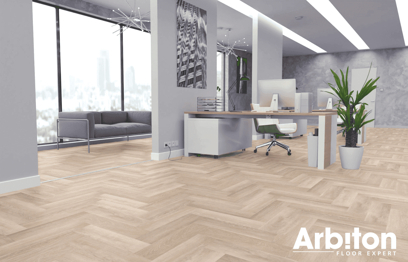Panele winylowe ARBITON AMARON HERRINGBONE dąb Stamford CA 181 klasa 33, gr.5mm, 4V (1op.=16szt.=1,402m2) jodełka 2