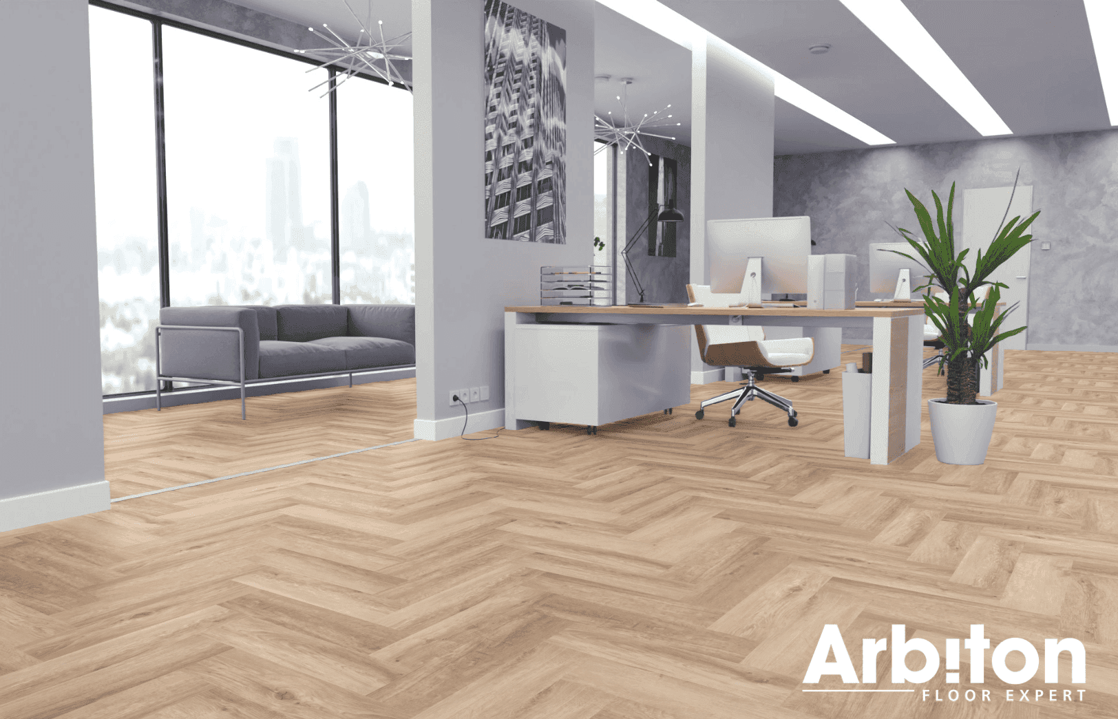 Panele winylowe ARBITON AMARON HERRINGBONE dąb Windsor CA 184 klasa 33, gr.5mm, 4V (1op.=16szt.=1,402m2) jodełka 4