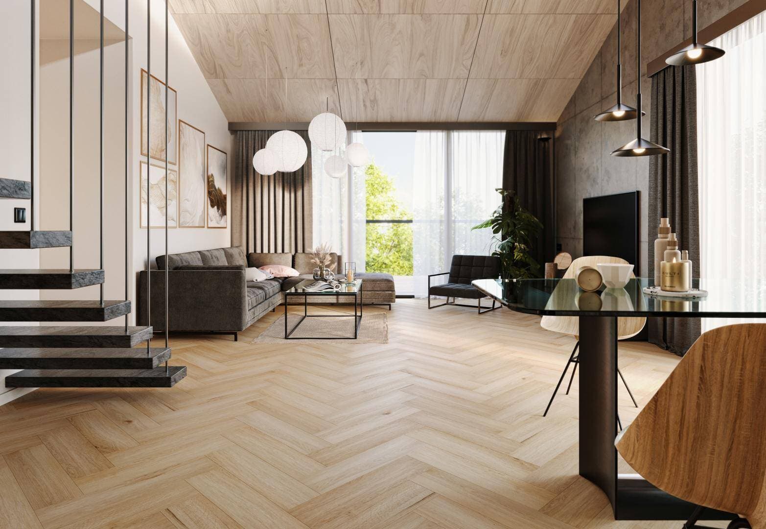 Panele winylowe ARBITON AMARON HERRINGBONE dąb Yankee CA 153, klasa 33, gr.5mm, 4V (1op.=16szt.=1,402m2) jodełka 4