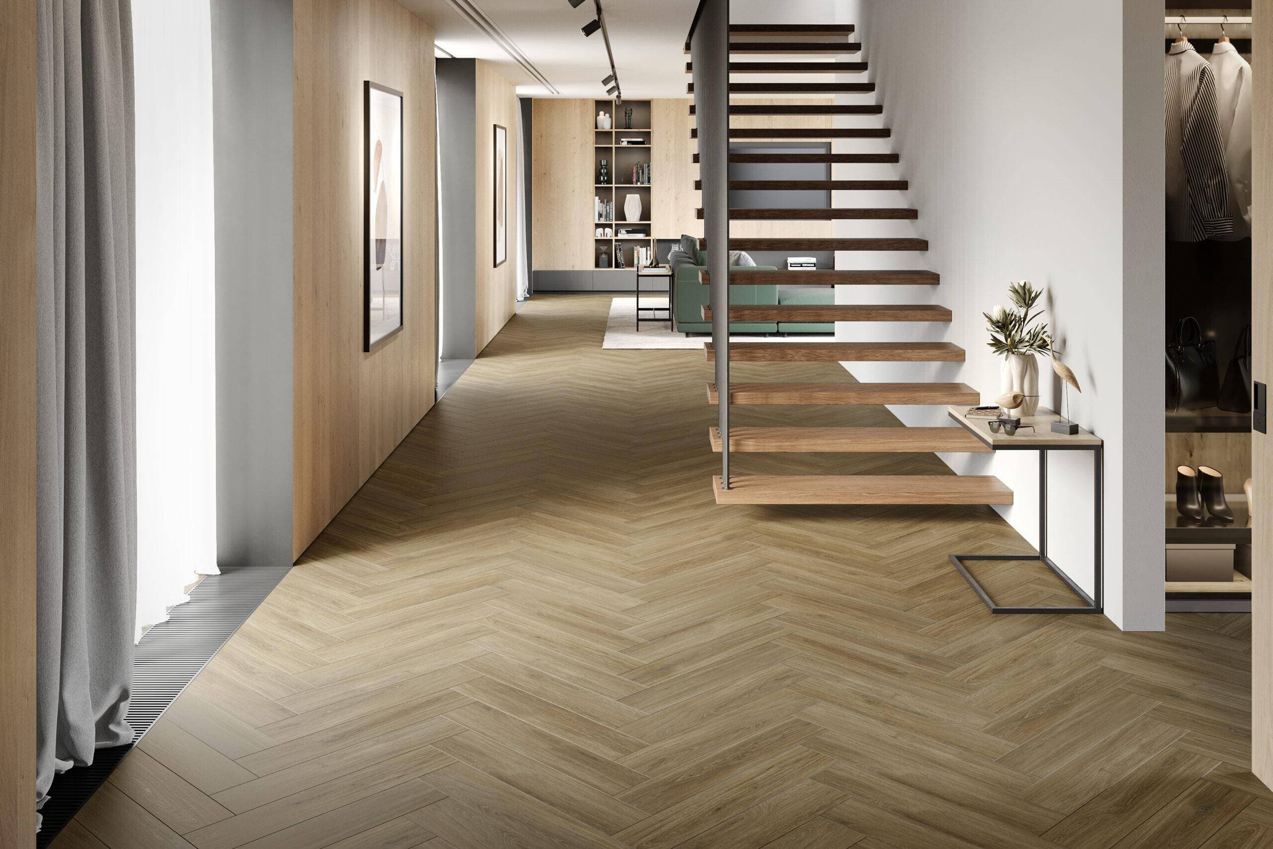 Panele winylowe THE FLOOR HERRINGBONE Calm Oak P6003HB, klasa 34, gr.6mm, 4V (1opk.=16szt.=1,752m2) 2