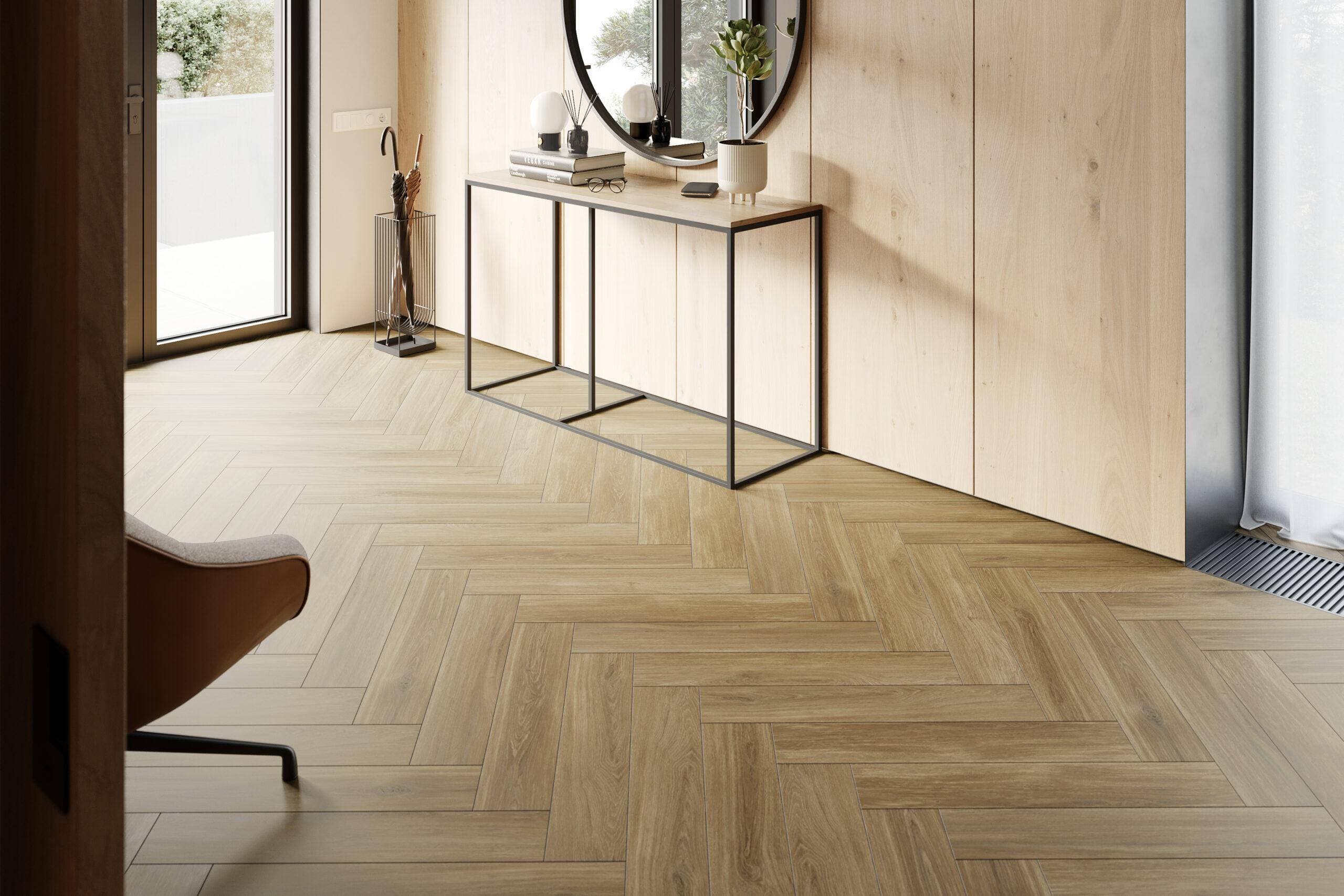 Panele winylowe THE FLOOR HERRINGBONE Calm Oak P6003HB, klasa 34, gr.6mm, 4V (1opk.=16szt.=1,752m2) 4