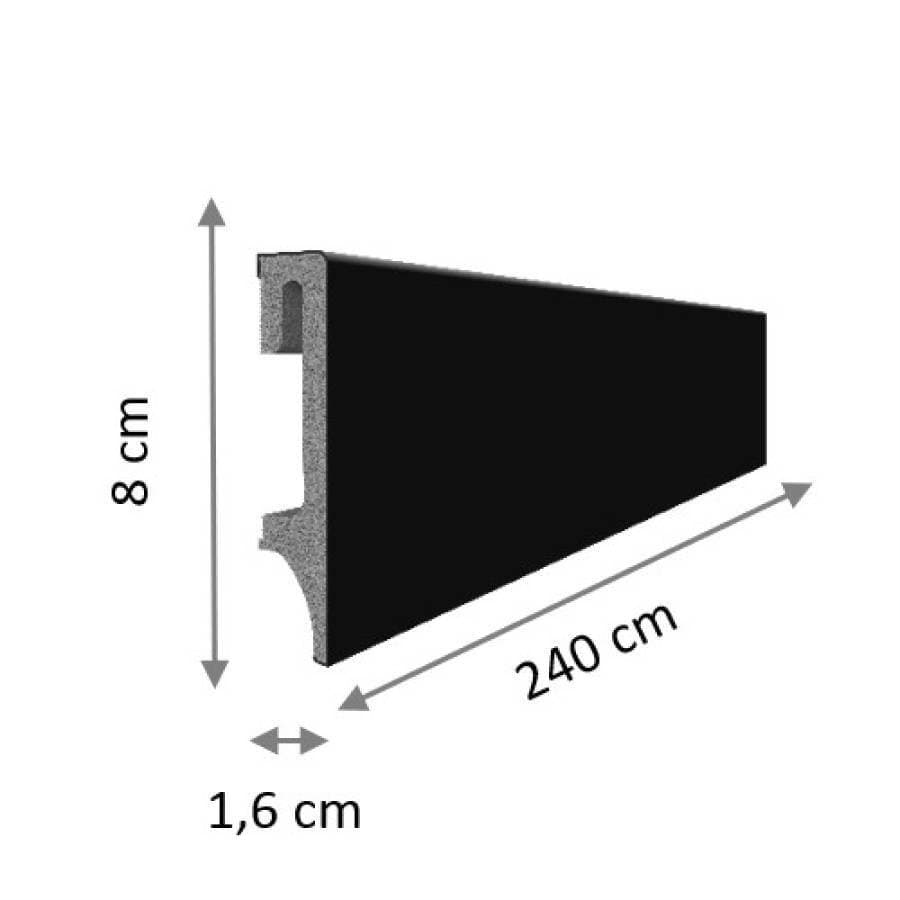 Listwa przypodłogowa VOX ESPUMO 206 czarna wysokość 8 cm, szerokość krycia 1,6 cm dł 2400cm 15