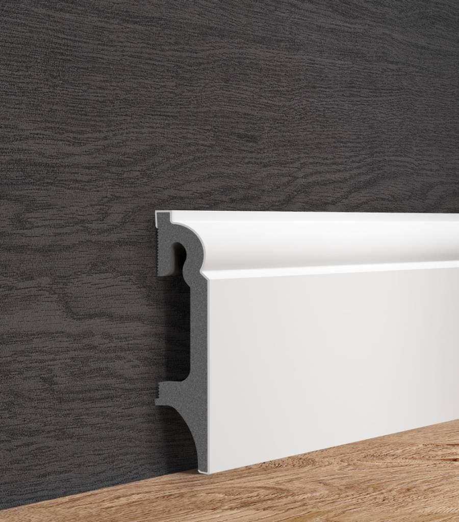 Listwa przypodłogowa VOX ESPUMO 301 biała wysokość 8 cm, szerokość krycia 1,6 cm dł 2400cm 3