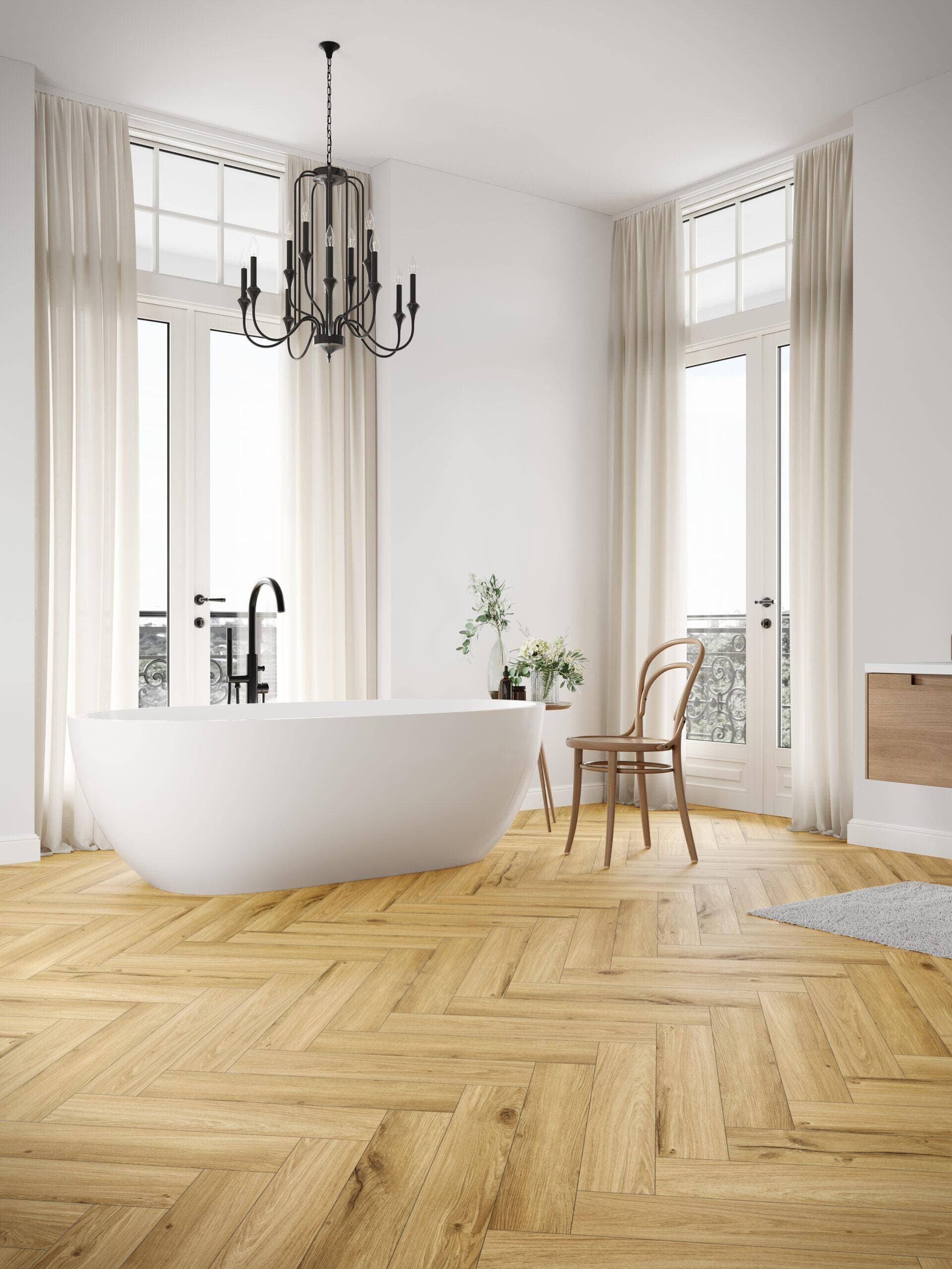 Panele winylowe THE FLOOR HERRINGBONE Honey Oak P7001HB, klasa 34, gr.6mm, 4V (1opk.=16szt.=1,752m2) 3