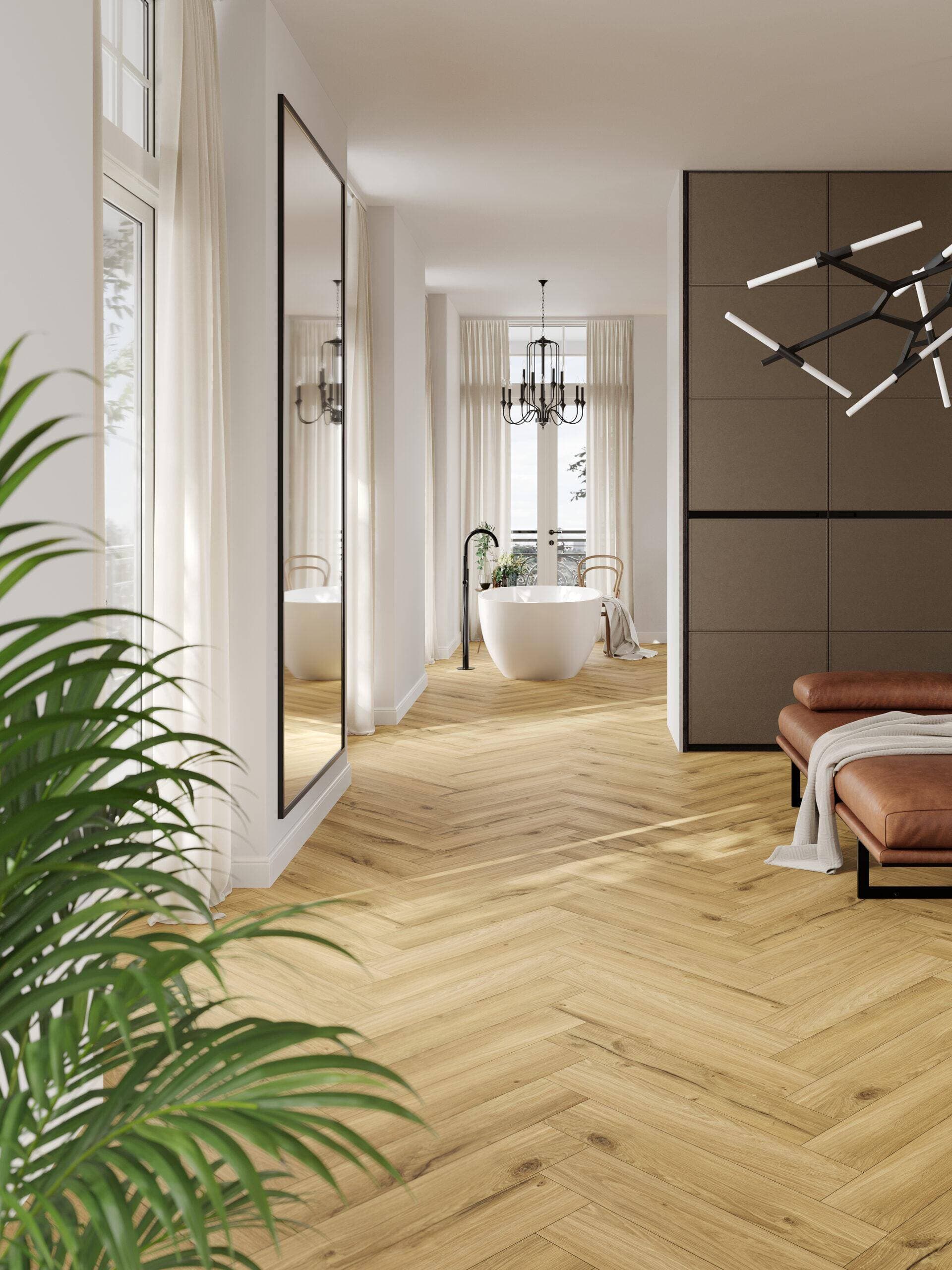 Panele winylowe THE FLOOR HERRINGBONE Honey Oak P7001HB, klasa 34, gr.6mm, 4V (1opk.=16szt.=1,752m2) 2