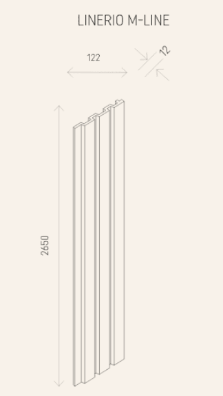 Panel listwowy VOX Linerio M-LINE white gr.12mm, szer.125mm*dł.2650 mm (1 szt.=0,3313 m2) 8