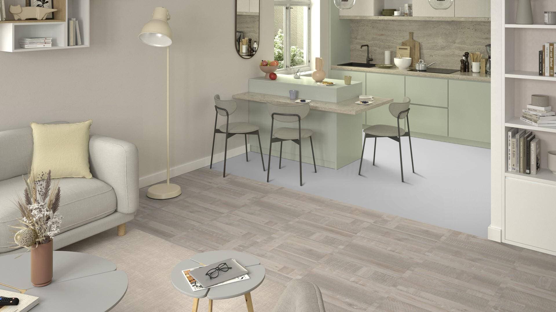 Panele winylowe Tarkett ELEGANCE RIGID 55 patchwork white 280008017 klasa 33, gr.5,5mm, 4V (1opk.=11szt.=2,2528m2) płytki 14