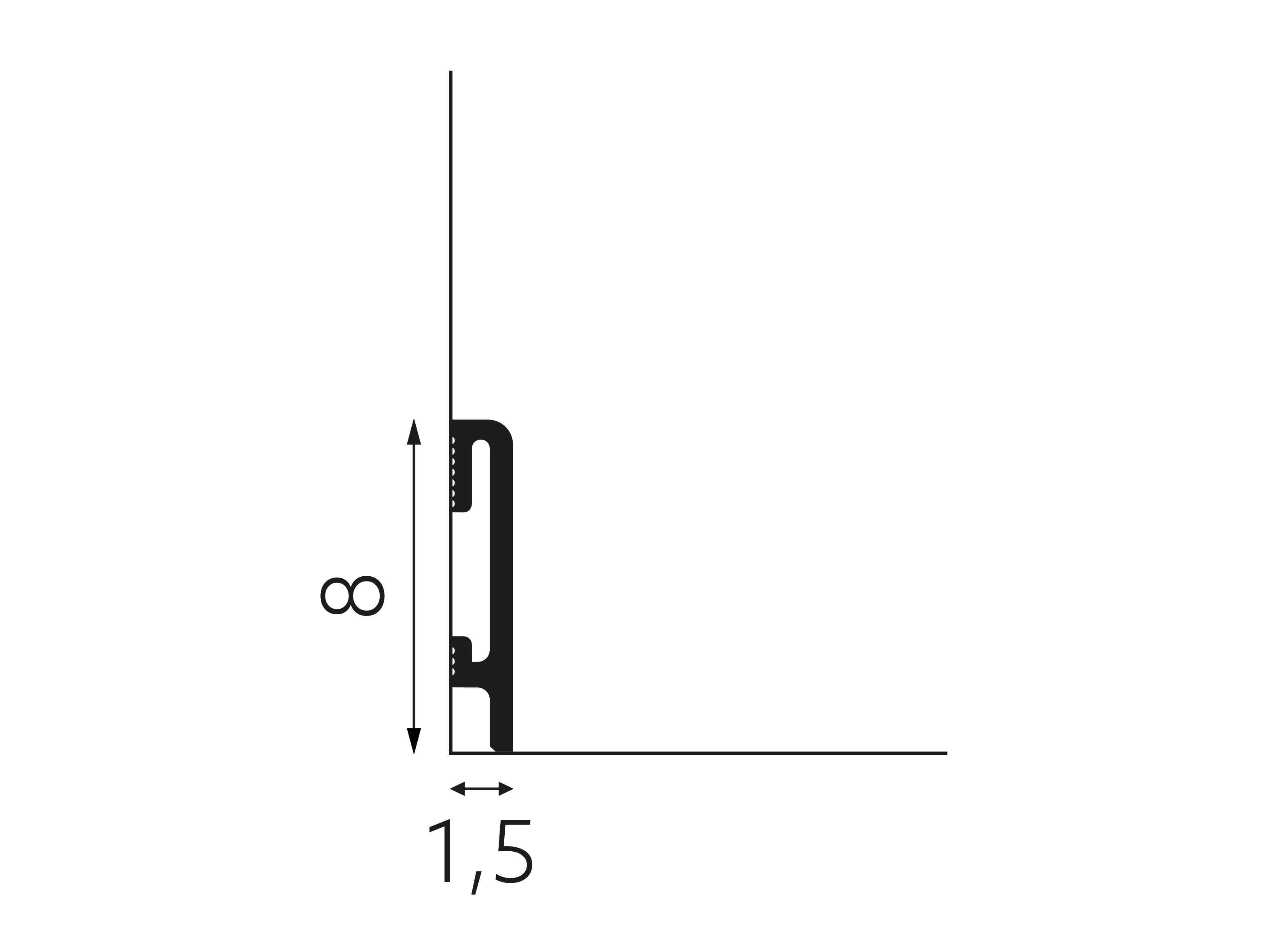 Listwa przypodłogowa DUROFIT biała PF080 wysokość 8 cm, szerokość krycia 1,5 cm, dł 240cm 3